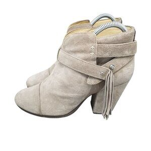 Rag & Bone Shoes Womens Size 7 Tan Leather Harrow Strap Tassel Ankle Boots